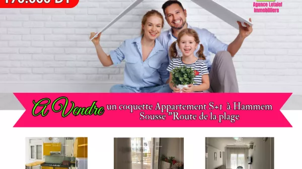 Geräumige S+1-Wohnung in Hammem Sousse, "Route de la Plage"