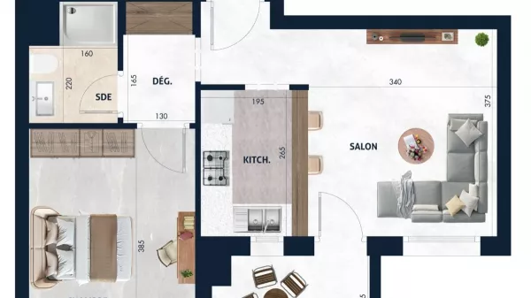 Luxuriöse S+1 Wohnung mit Balkon in AFH2 Mrezga, Nabeul - Eine ideale Investitionsmöglichkeit!