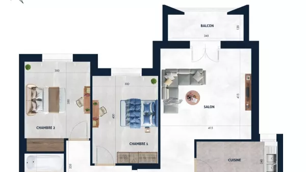 Traumwohnung S+2 von 103m² in AFH² Mrezga, Nabeul