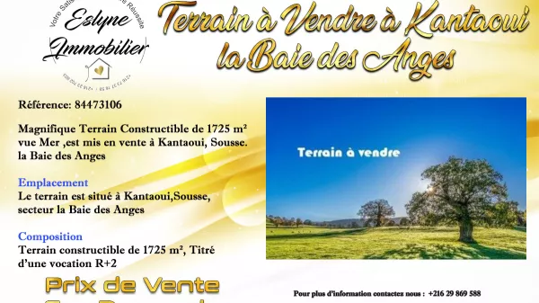 Atemberaubendes Seeblick-Grundstück in Baie des Anges, Kantaoui