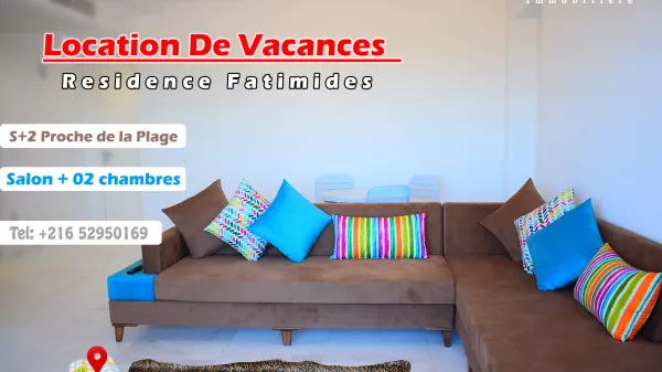 Luxury S+2 Apartment in Fatimides, Mahdia, for Unforgettable Vacations