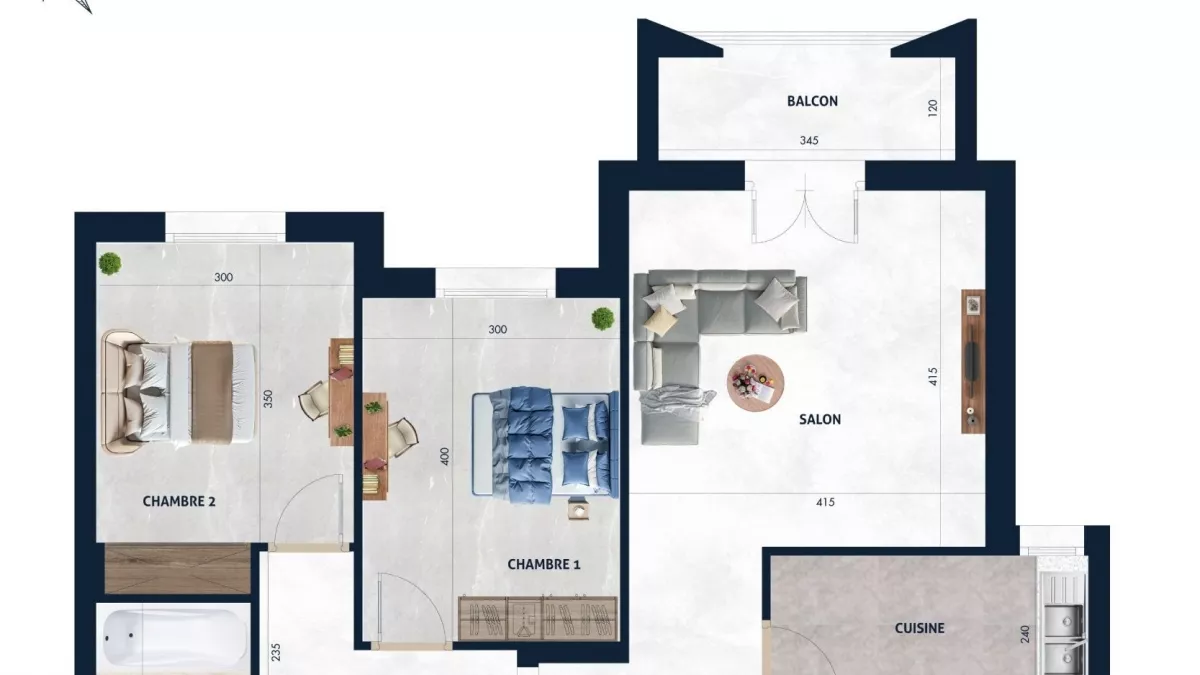 Dream Apartment S+2 of 103m² in AFH² Mrezga, Nabeul: A Haven in the Heart of Mrezga