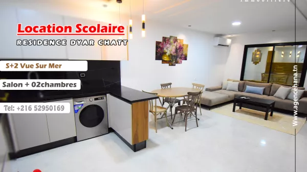 Stunning S+2 Apartment with Sea View for Rent in Mahdia