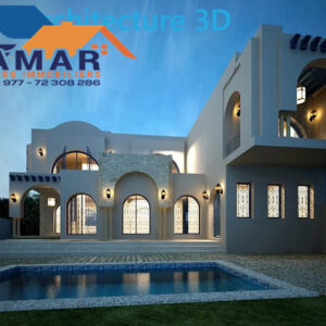 Villa en construction avec espace piscine et plan 3D à Ezzahra hammem lghzez