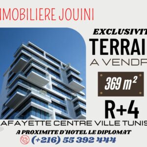Terrain 369 m² à Lafayette Centre ville Tunis