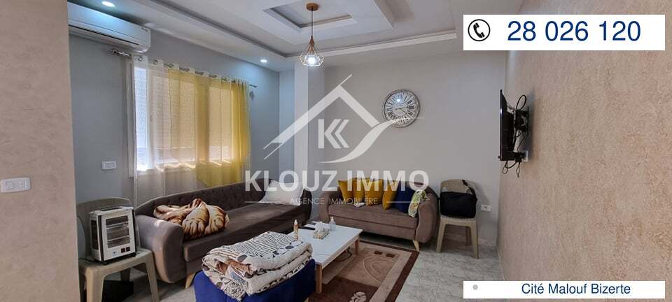 Charming S+2 Apartment for Rent in Cité Malouf, Bizerte: Your Dream Home Awaits!
