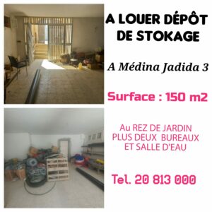 Rez de Jardin à médina Jadida 3 à usage bureautique ou de stockage