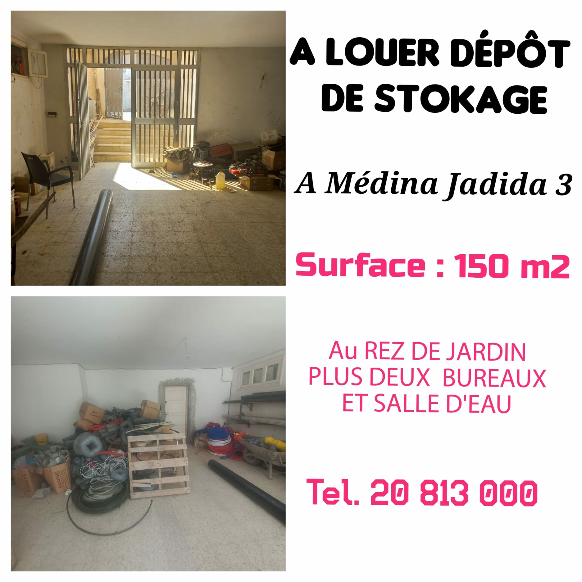 Ground Floor Office/Storage Space in Médina Jadida 3: Your Ideal Business Hub
