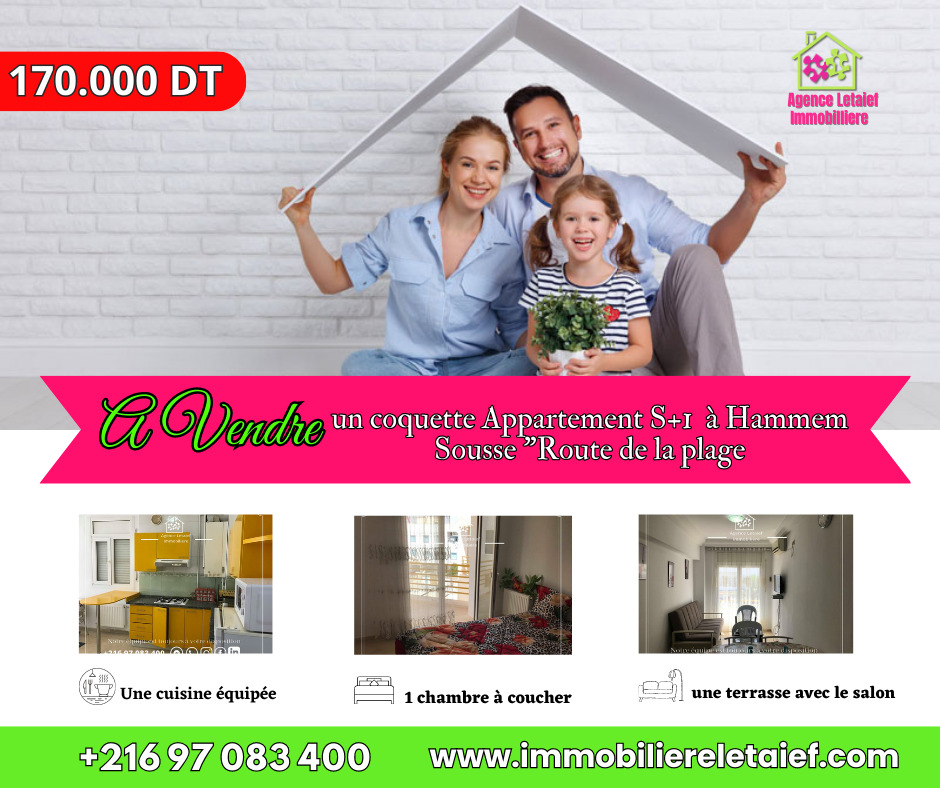 Spacious S+1 Apartment in Hammem Sousse, "Route de la Plage"