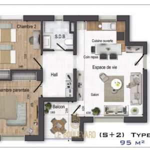 Appartement S+2 à AFH Mrezge, Cité El Wafa, Nabeul