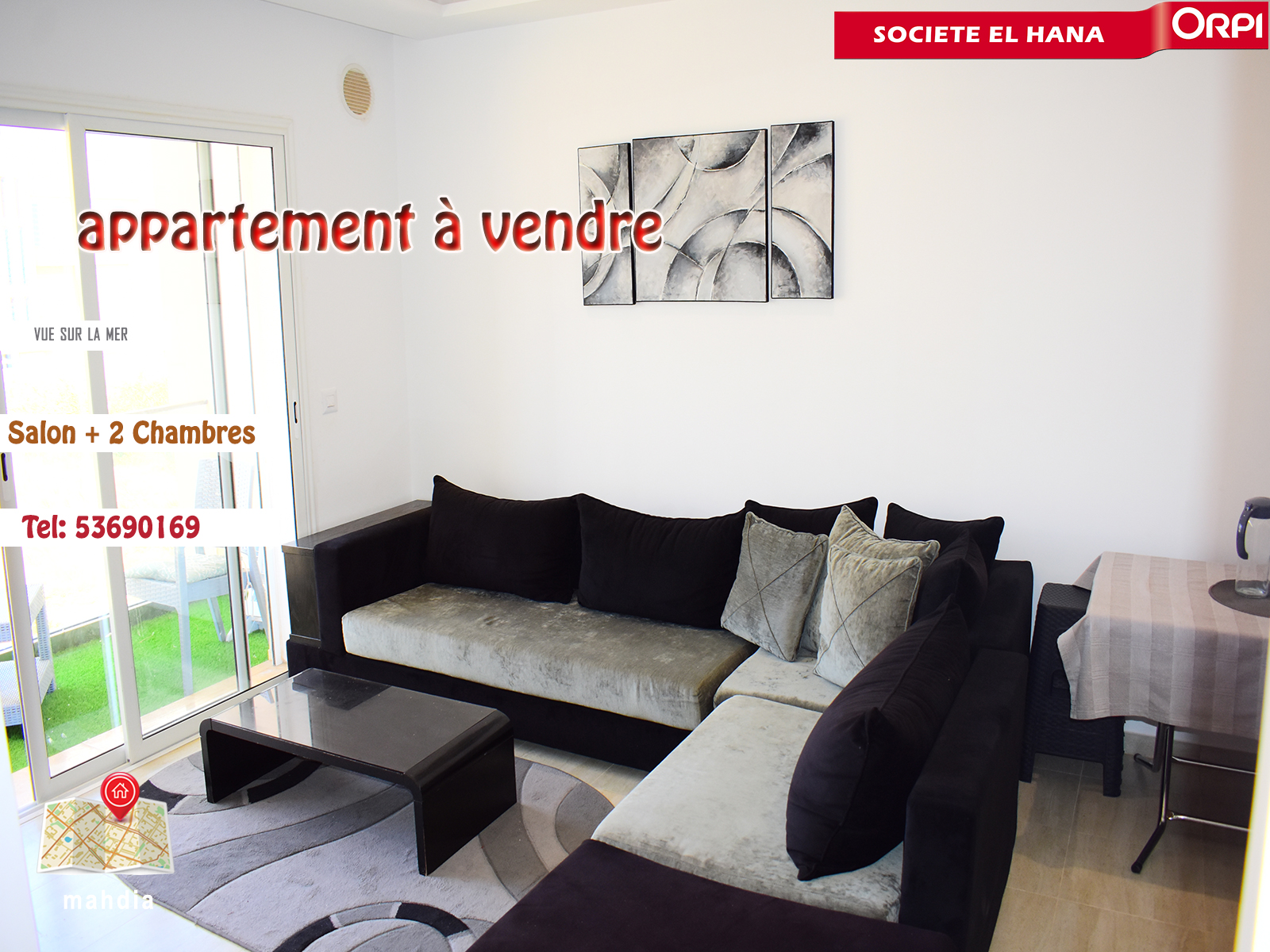 Appartement S+2 à vue sur la mer à Baghdedi
