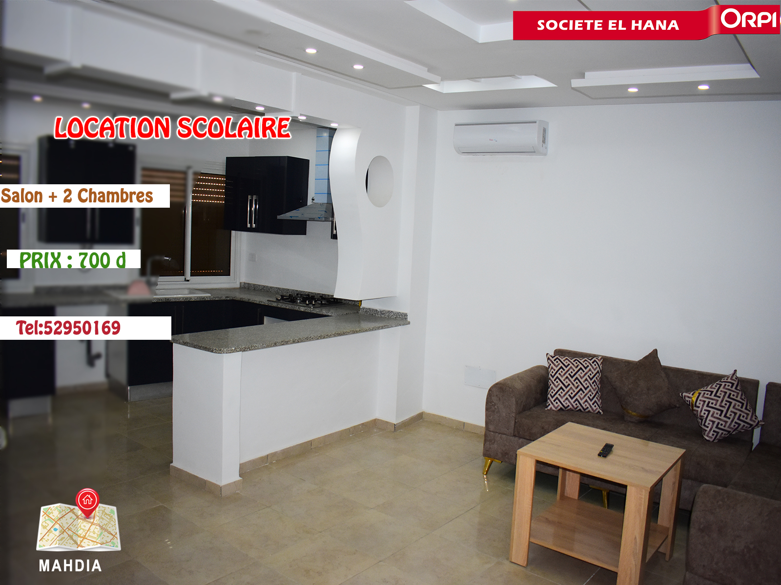 Appartement S+2 jusqu'à juin proche de l'hôpital à Mahdia