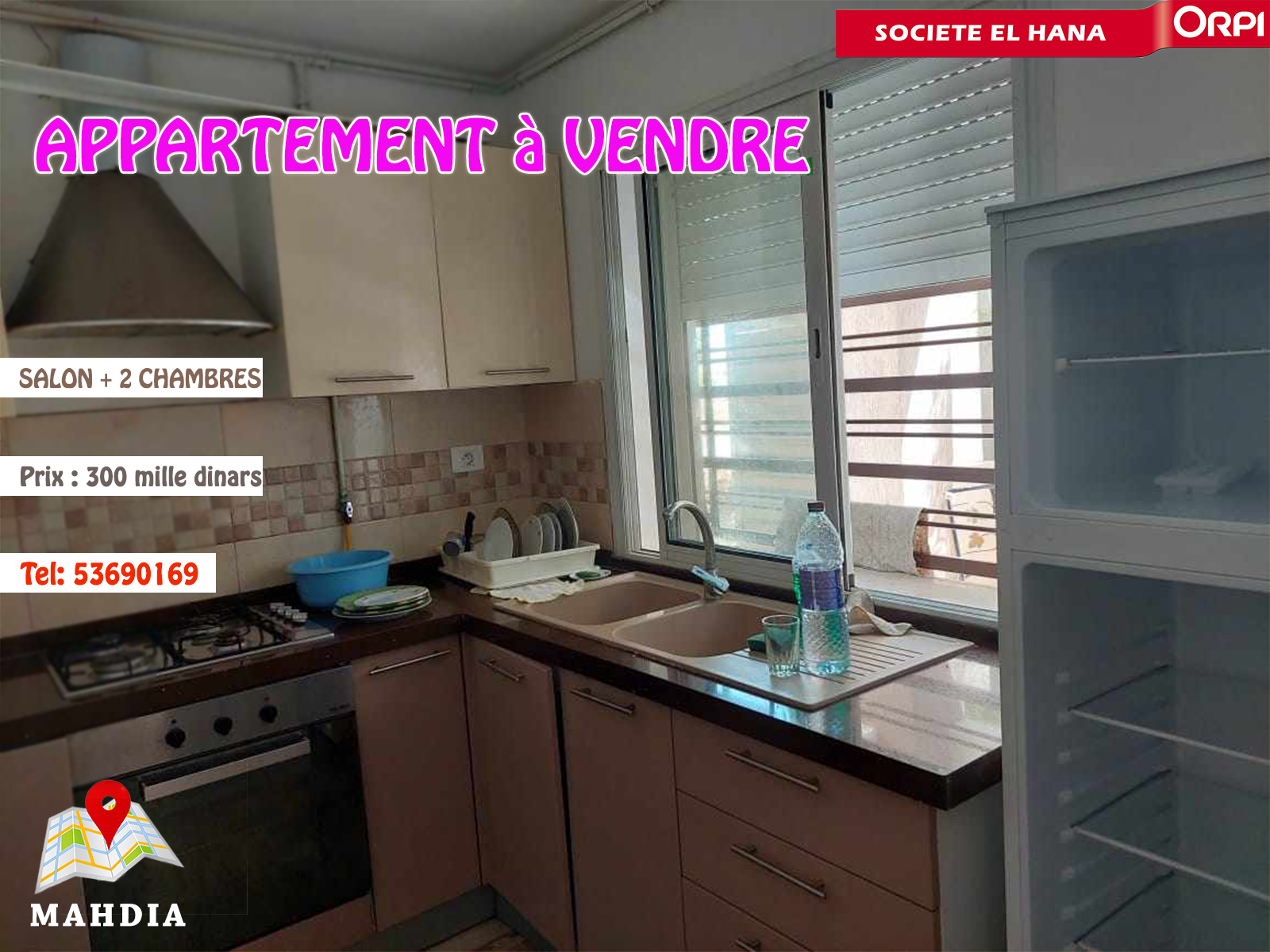 Appartement S+2 au RDC pied dans l'eau à Rajiche