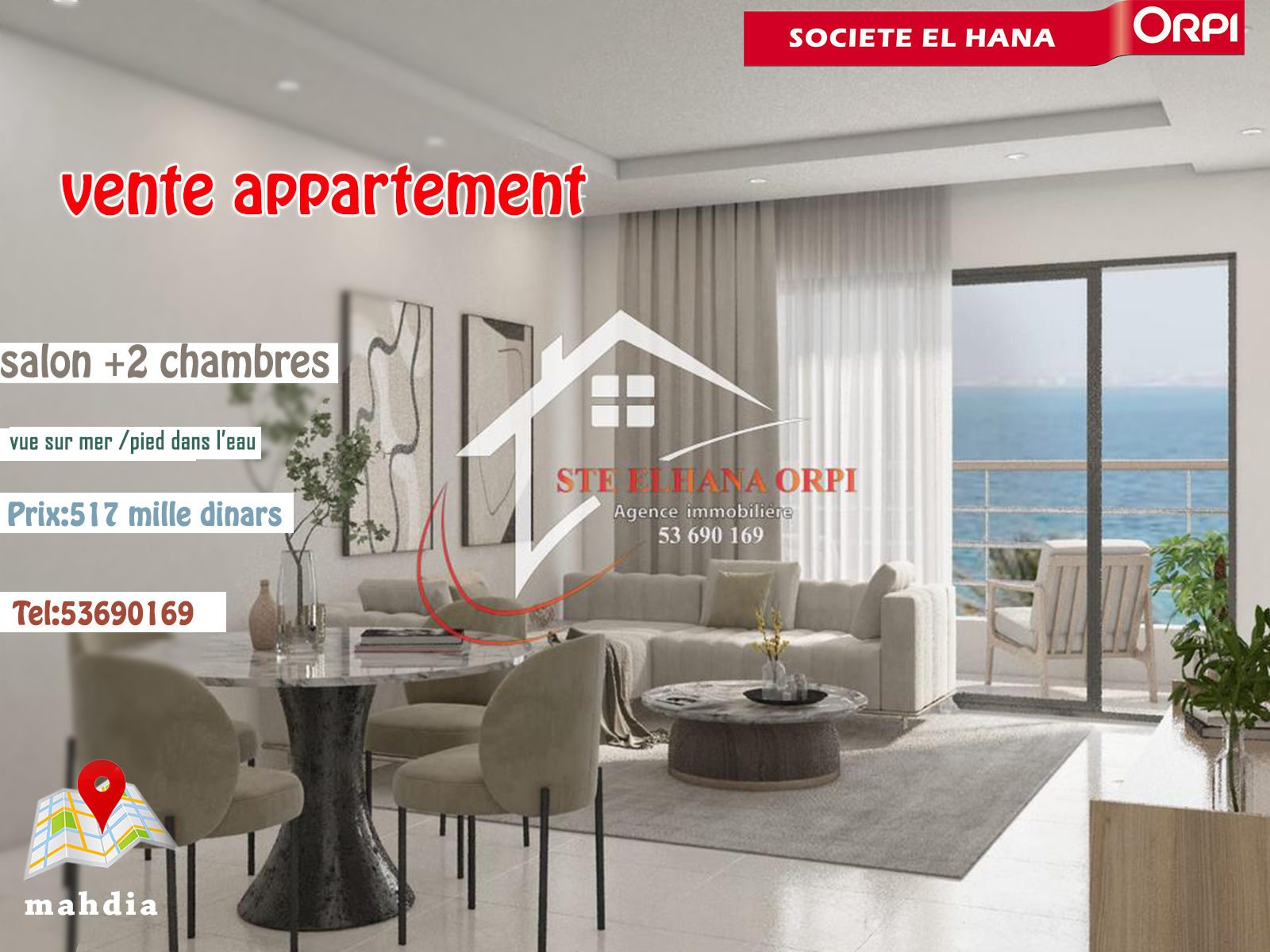 Luxury Beachfront Apartment in Mahdia