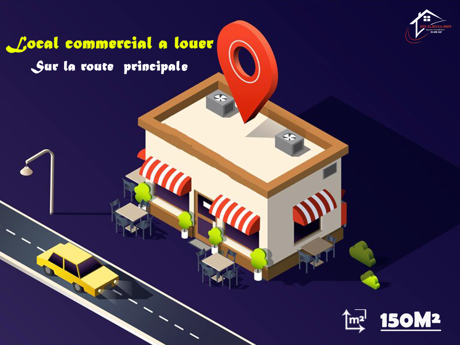 Local commercial sur la route principale à Mahdia