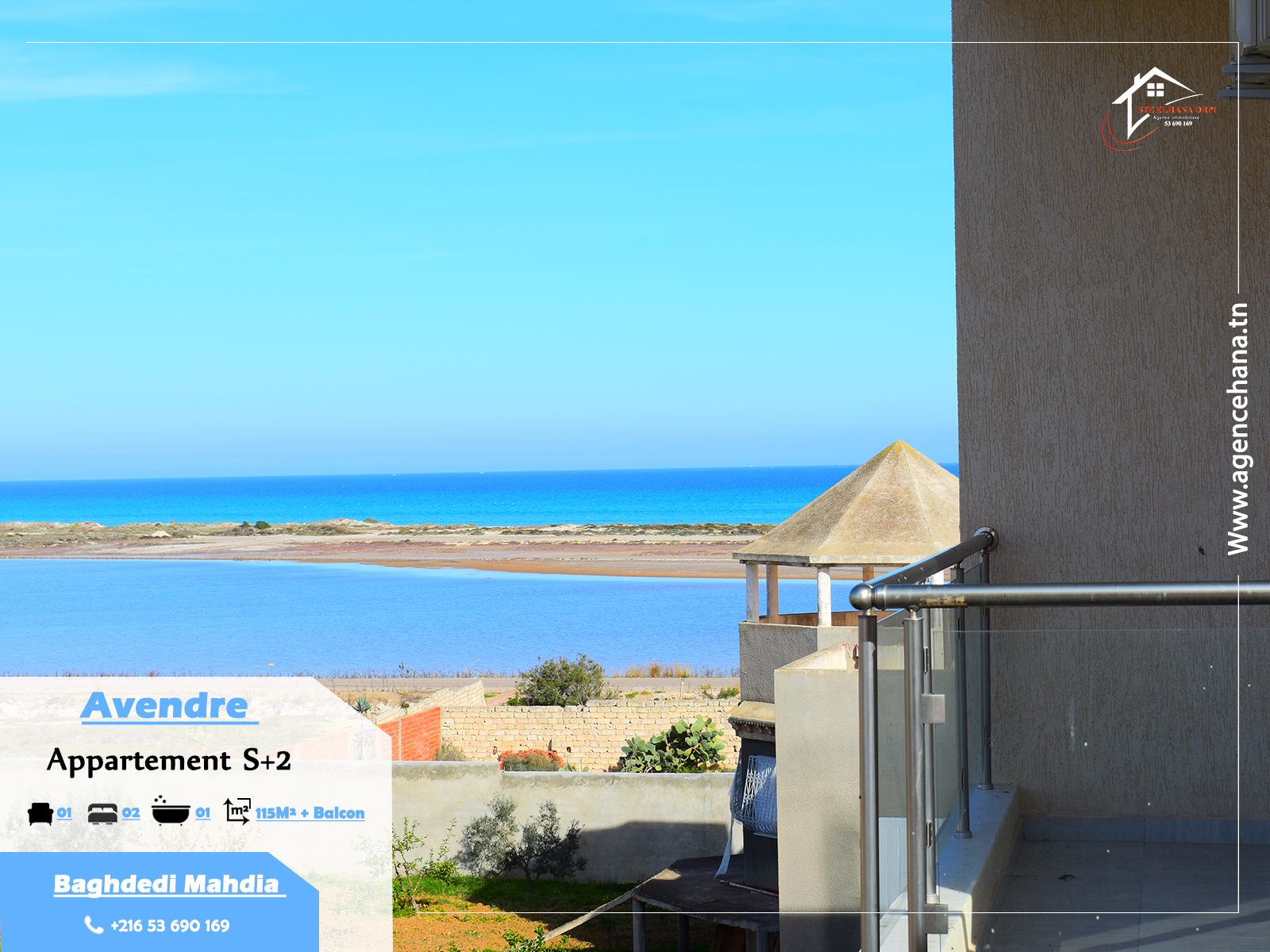 Appartement S+2 proche de la plage à baghdedi