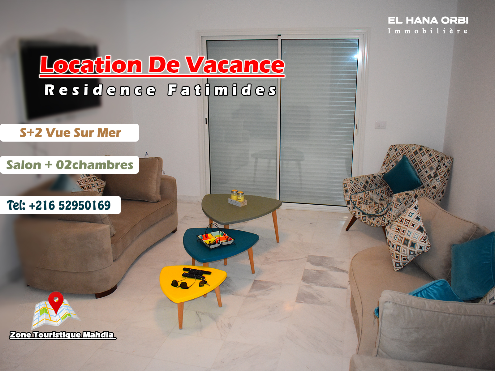 Luxury S+2 Apartment for Summer Rental in Mahdia