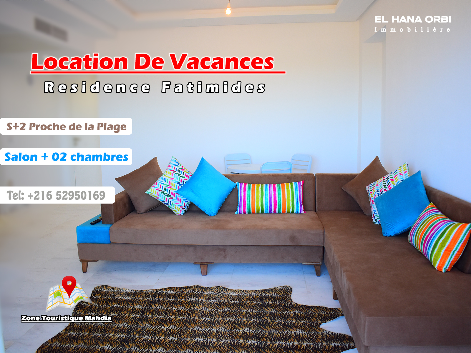 Luxury S+2 Apartment in Fatimides, Mahdia, for Unforgettable Vacations