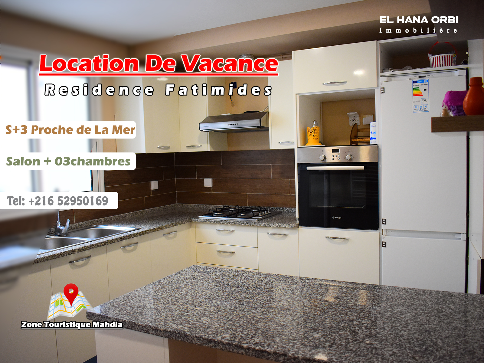 APPARTEMENT S+3 RZ FATIMIDES EN PLEIN ZONE TOURISTIQUE MAHDIA AVEC PARKING