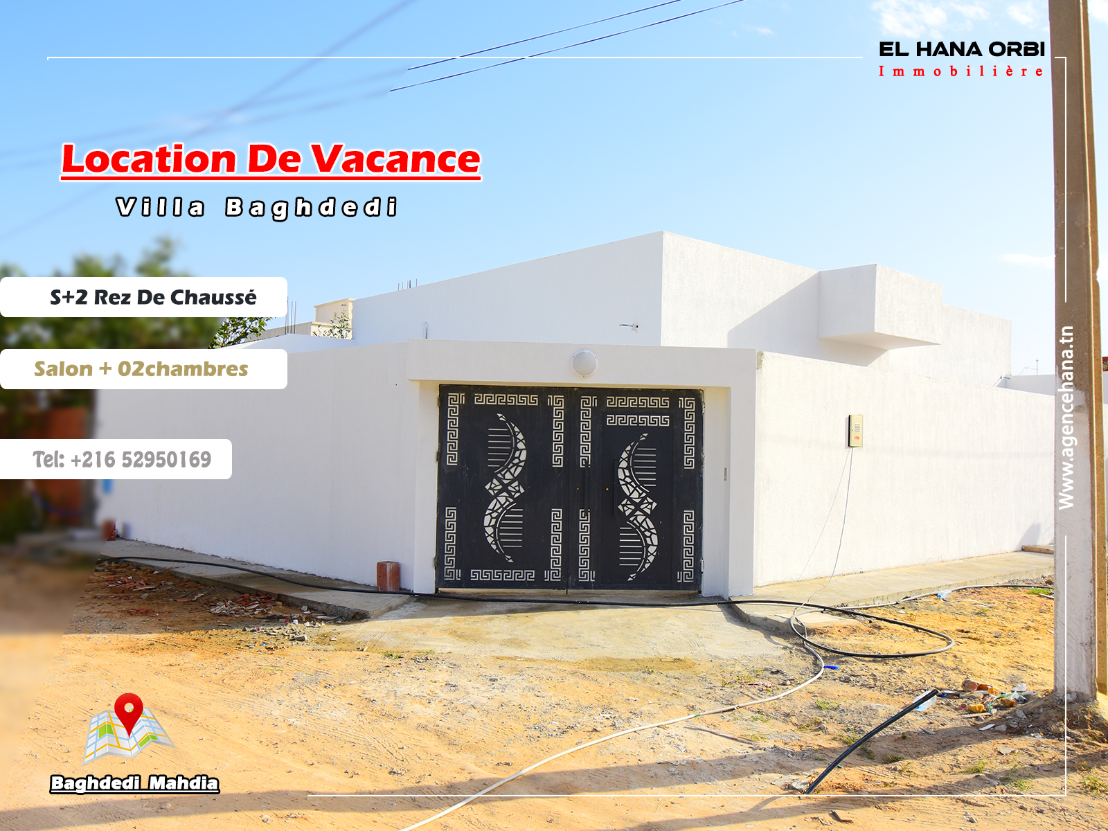 Villa en Rdc S+2 Sur La Nouvelle Zone Touristique Baghdedi