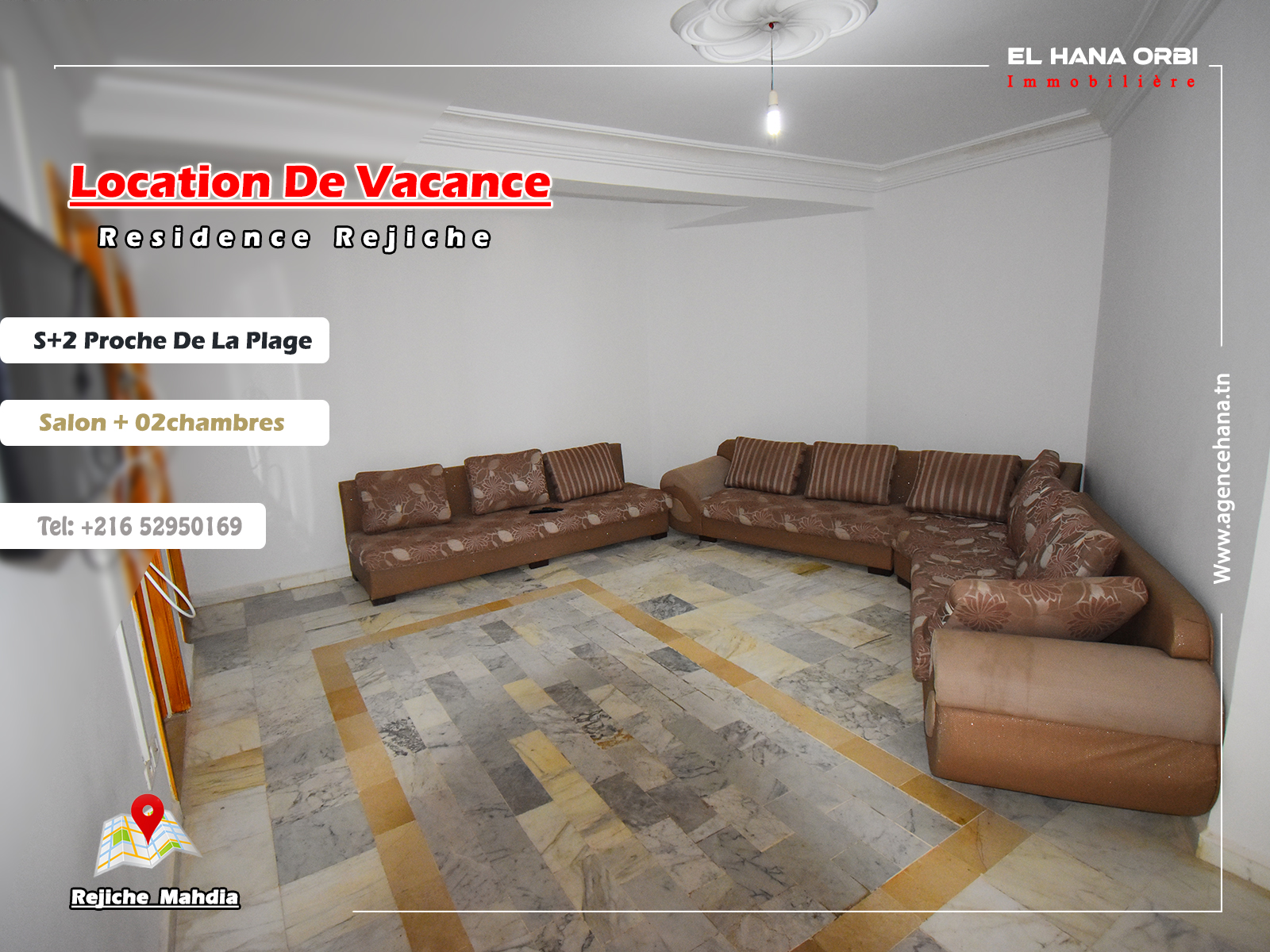 Appartement s+2 à Rejiche proche de la plage
