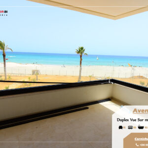 Duplex spacieux vue sur mer et front de la plage sur corniche Mahdia