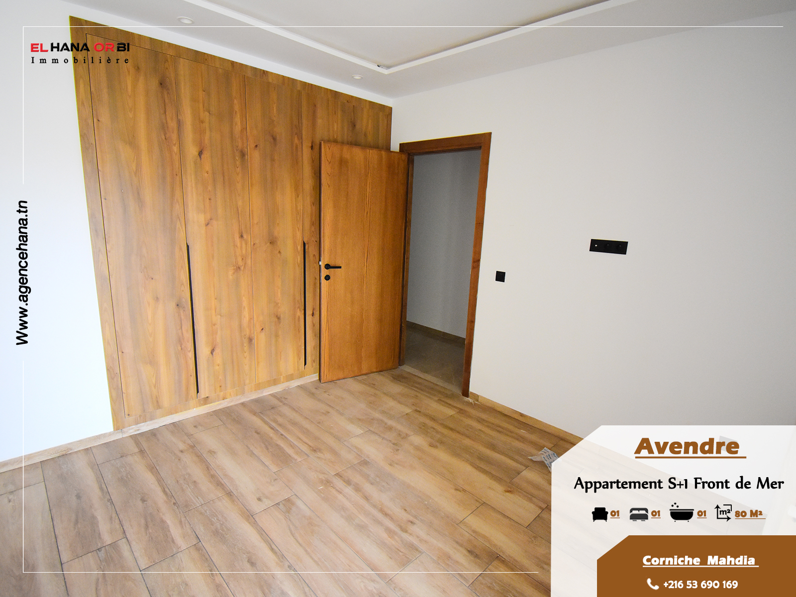 S+1 front de la plage sur corniche Mahdia