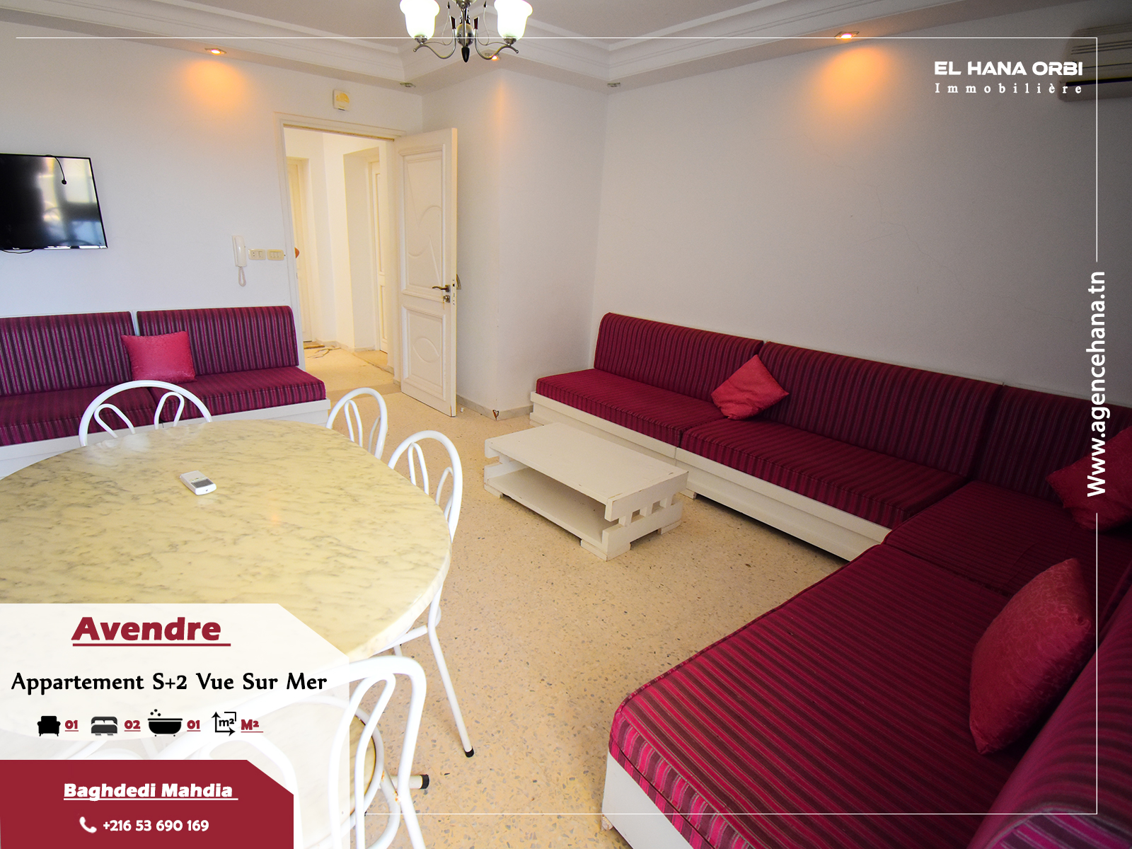 Appartement S+2 vue sur mer à baghdedi Mahdia