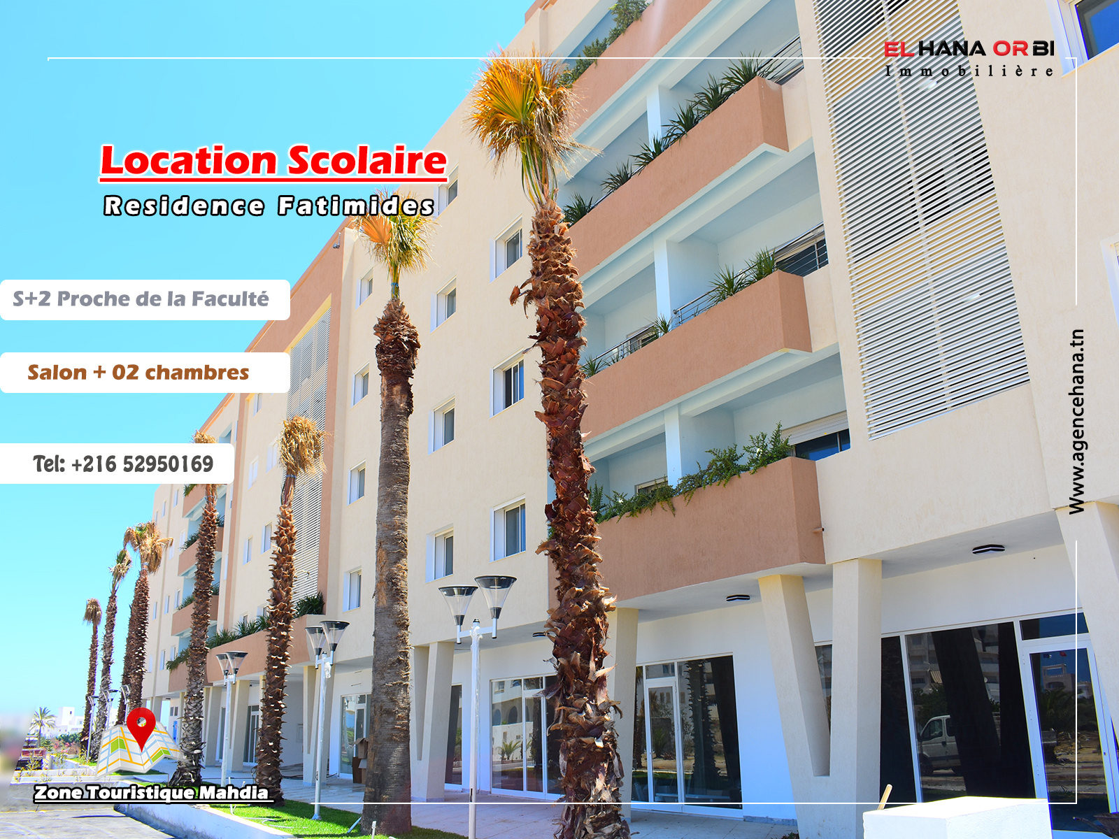 S+2 avec parking rz fatimide zone touristique Mahdia