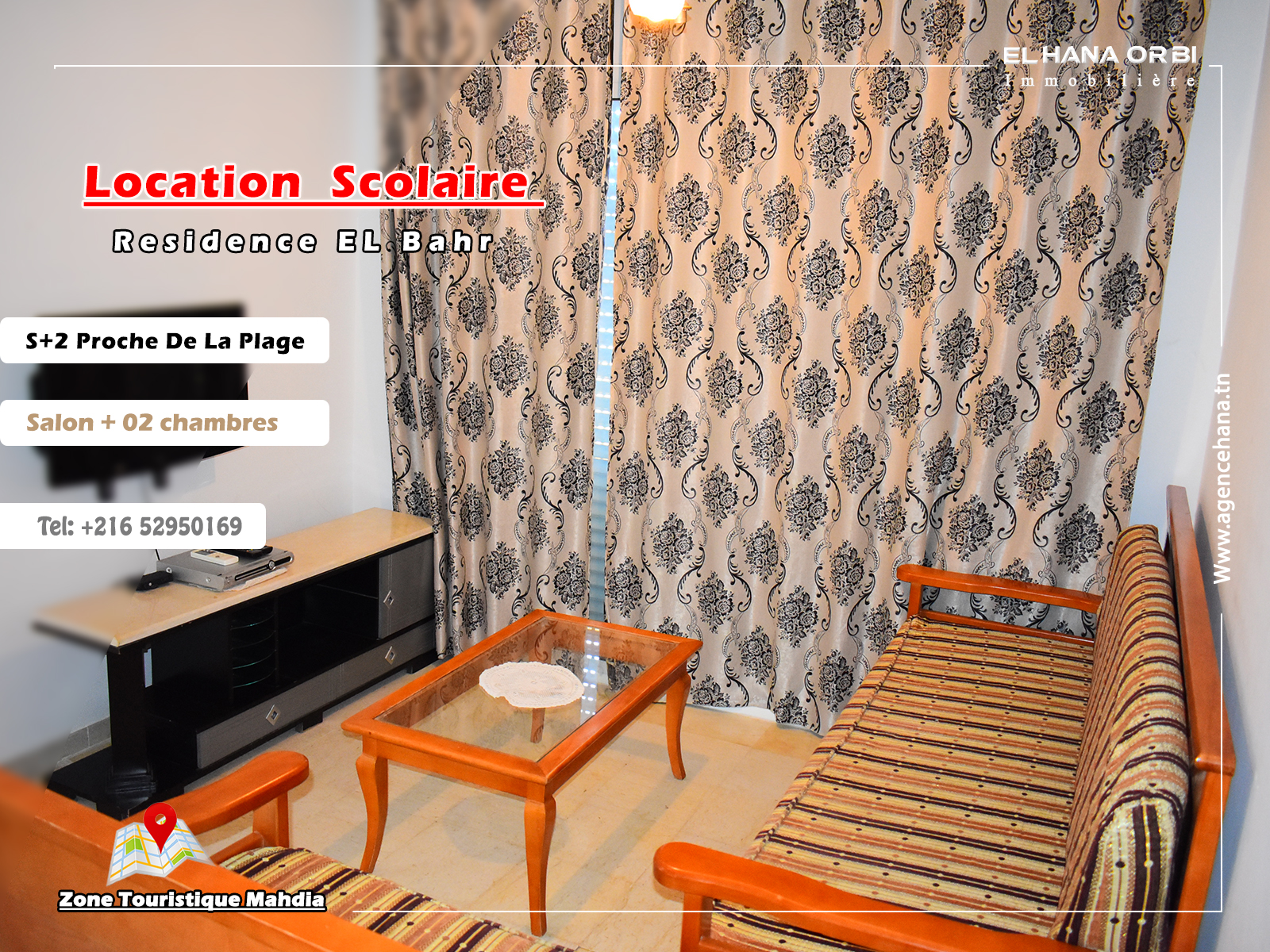 Appartement s+2 rz el Baher pour l'année scolaire