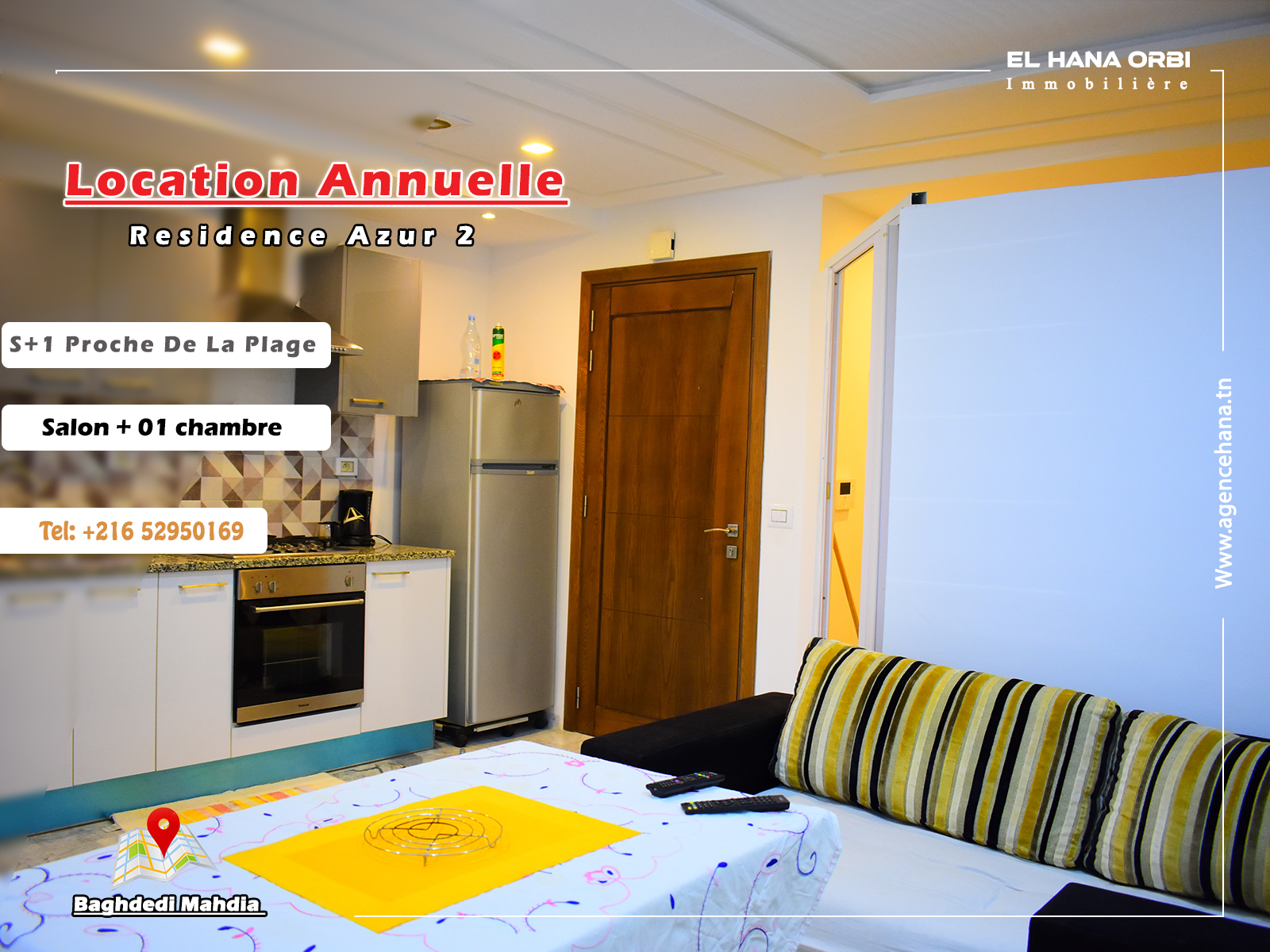 Charming S+1 Apartment for Rent in Mahdia, Close to the Sea