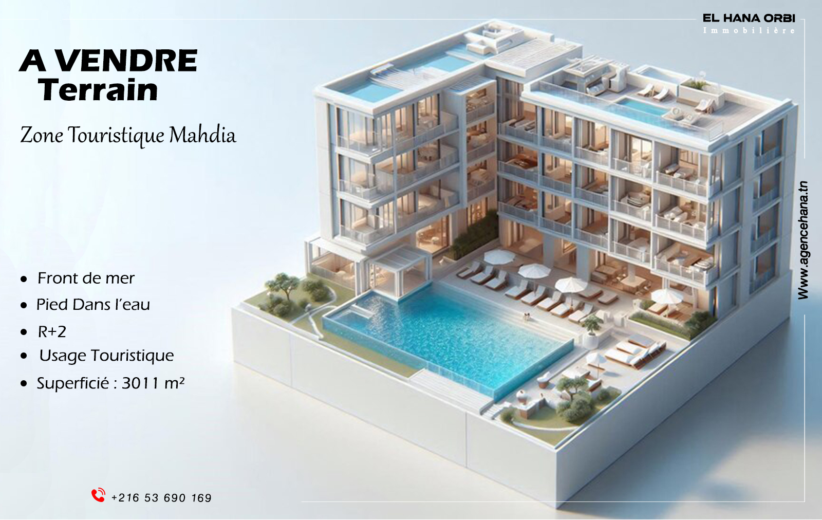 Exceptional Seafront Plot for Hotel or Guesthouse in Mahdia
