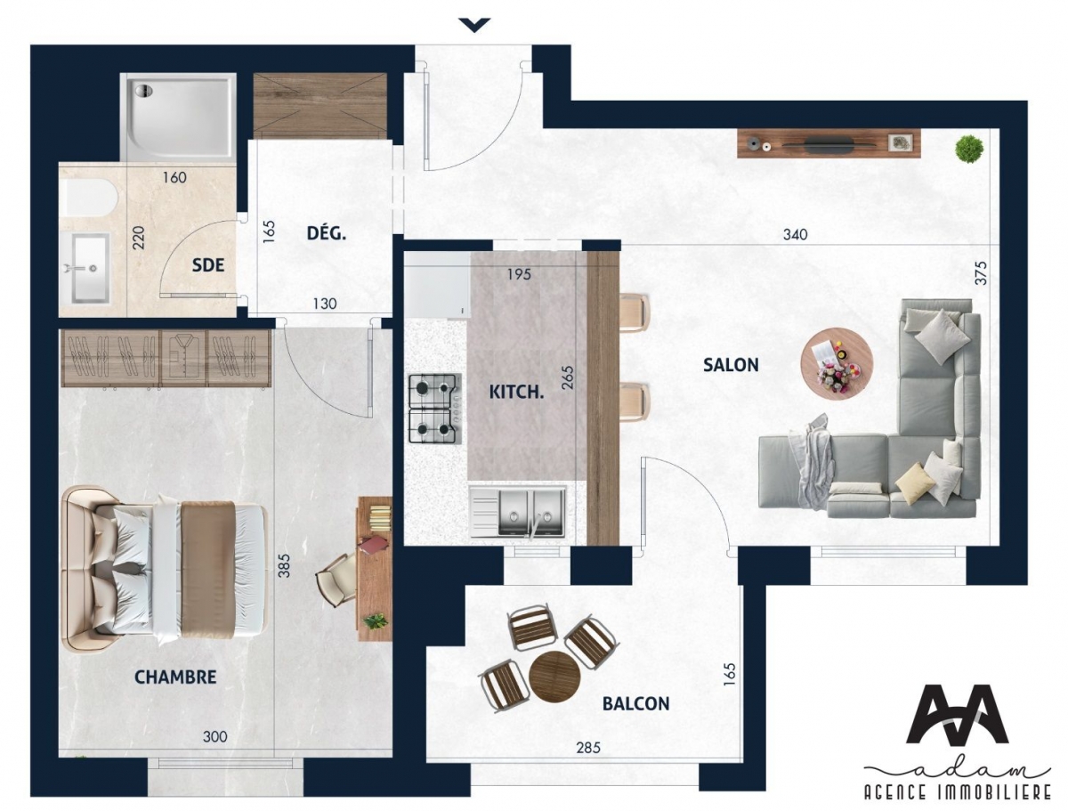 Appartement S+1 balconnet de 62m² à AFH2 Mrezga
