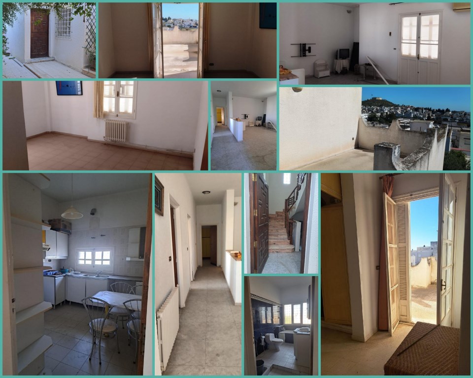 Étage villa (s+4) à ouardia1 avec garage(30m²), petit jardin + 2 terrasses ( 4 km de Tunis )