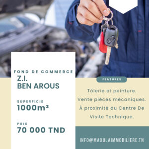 FOND DE COMMERCE ATELIER DE TÔLERIE ET PEINTURE À BEN AROUS
