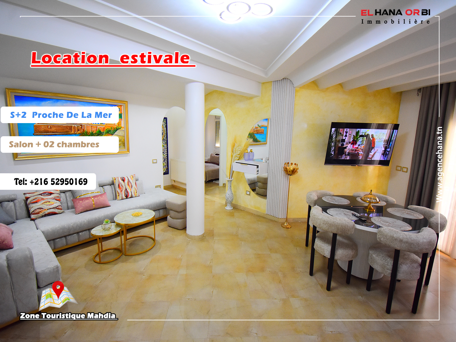 Stunning S+2 Apartment near Mahdia Beach
