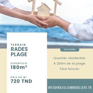 TERRAIN DE 180M² À RADES PLAGE
