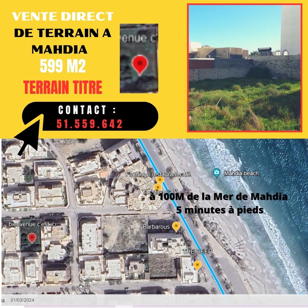 TERRAINS à MAHDIA POUR PROMOTEUR IMMOBILIER TITRE BLEU