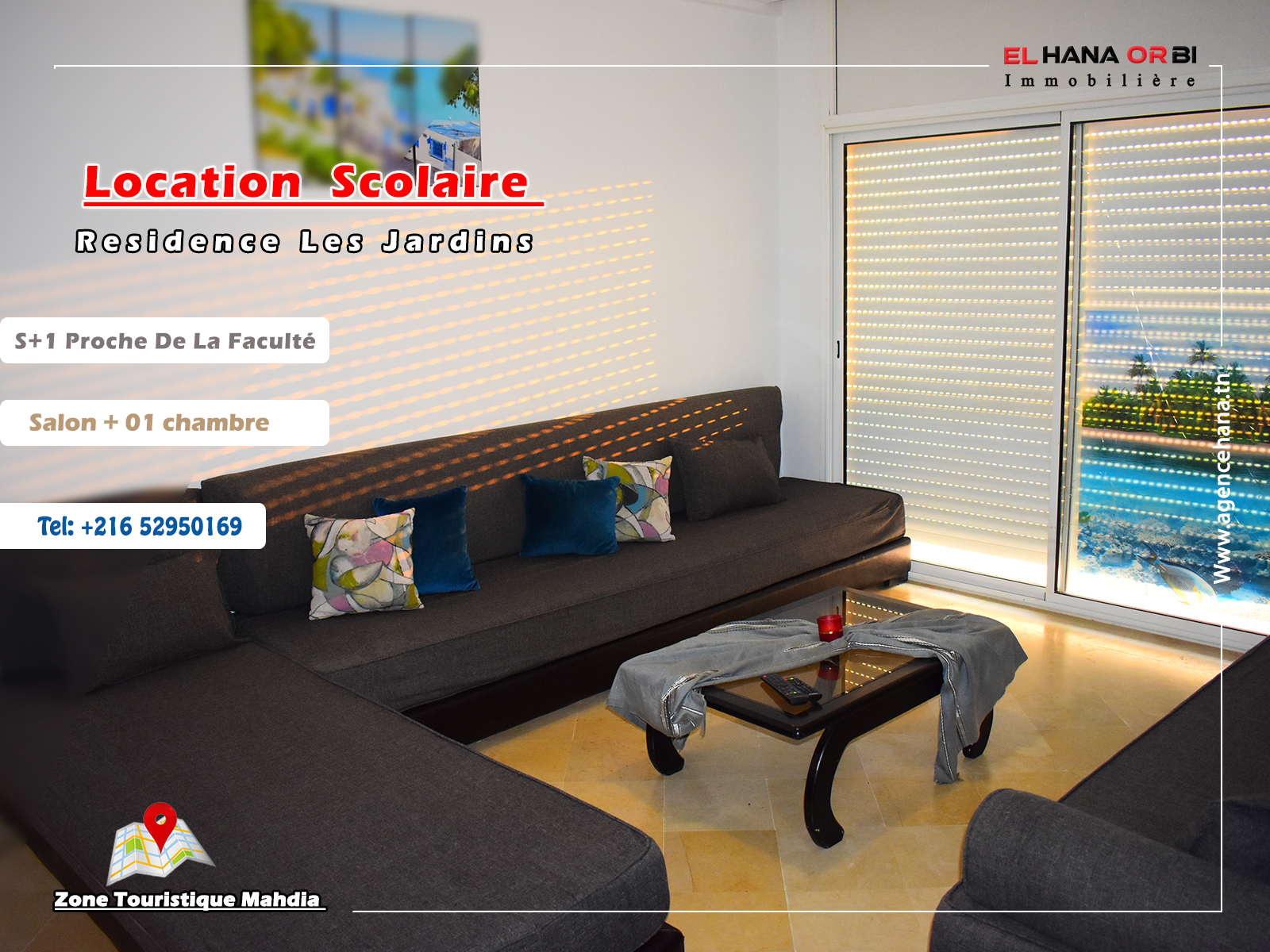 S+1 Apartment in Mahdia for the Academic Year