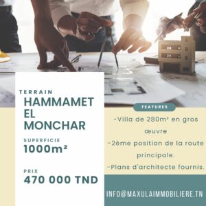 TERRAIN CLÔTURÉ DE 1000M² AVEC VILLA EN GROS OEUVRE À EL MONCHAR