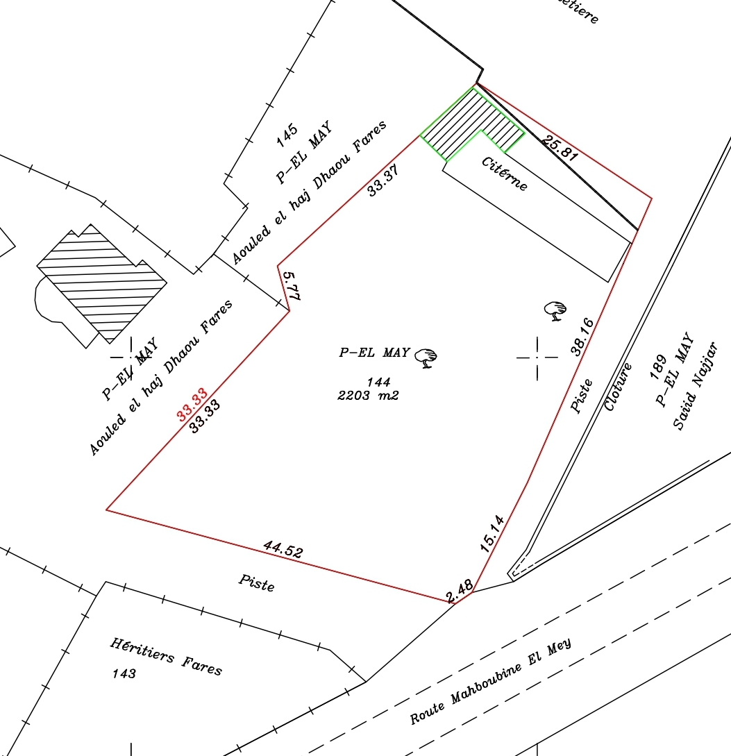 Terrain de 2202m² avec Titre Bleu à Djerba