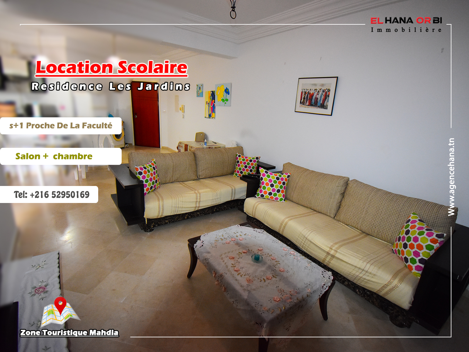 Appartement S1 idéal pour médecin en plein zone touristique Mahdia