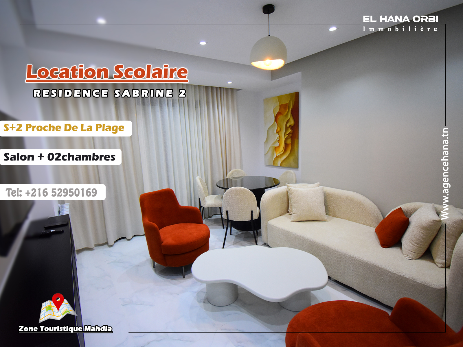 Appartement S+2 luxueux neuf à Mahdia zone touristique