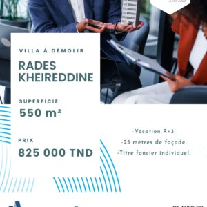 VILLA À FORT POTENTIEL DE PROMOTION À RADES AVENUE KHEIREDDINE
