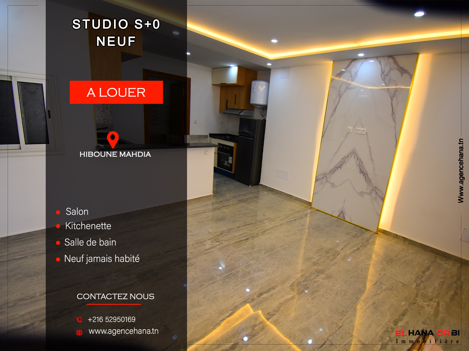 Studio neuf jamais habité pour toute l'année à hiboune Mahdia