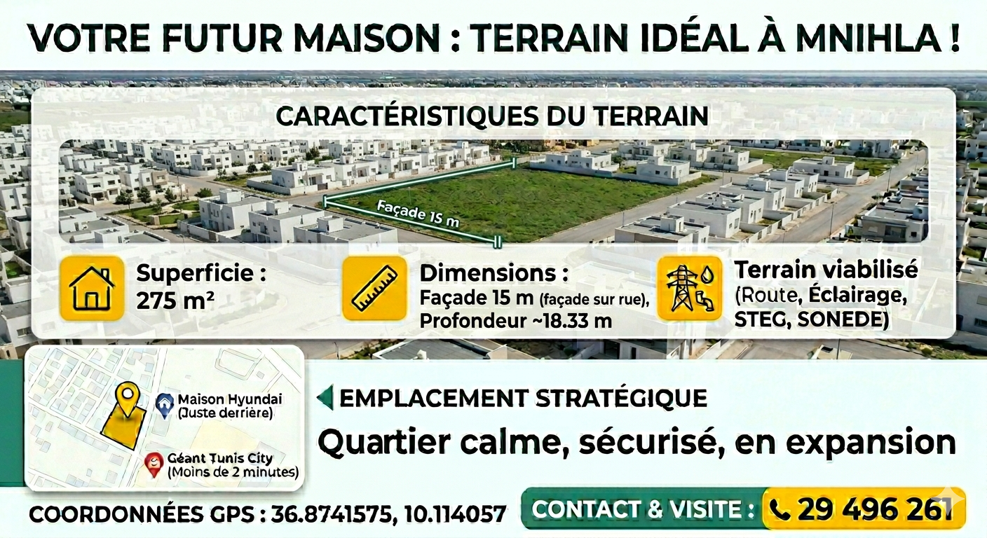 Terrain de 275 m² à Mnihla