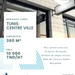 REZ COMMERCIAL D’ENVIRON 360 M² EN PLEIN COEUR DU CENTRE VILLE DE TUNIS EN GÉRANCE LIBRE