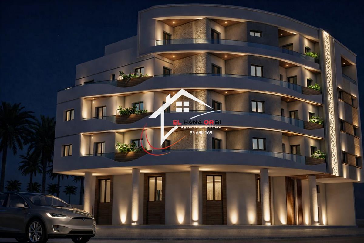 Appartement S+1 avec piscine dans un projet sur plan à Mahdia corniche