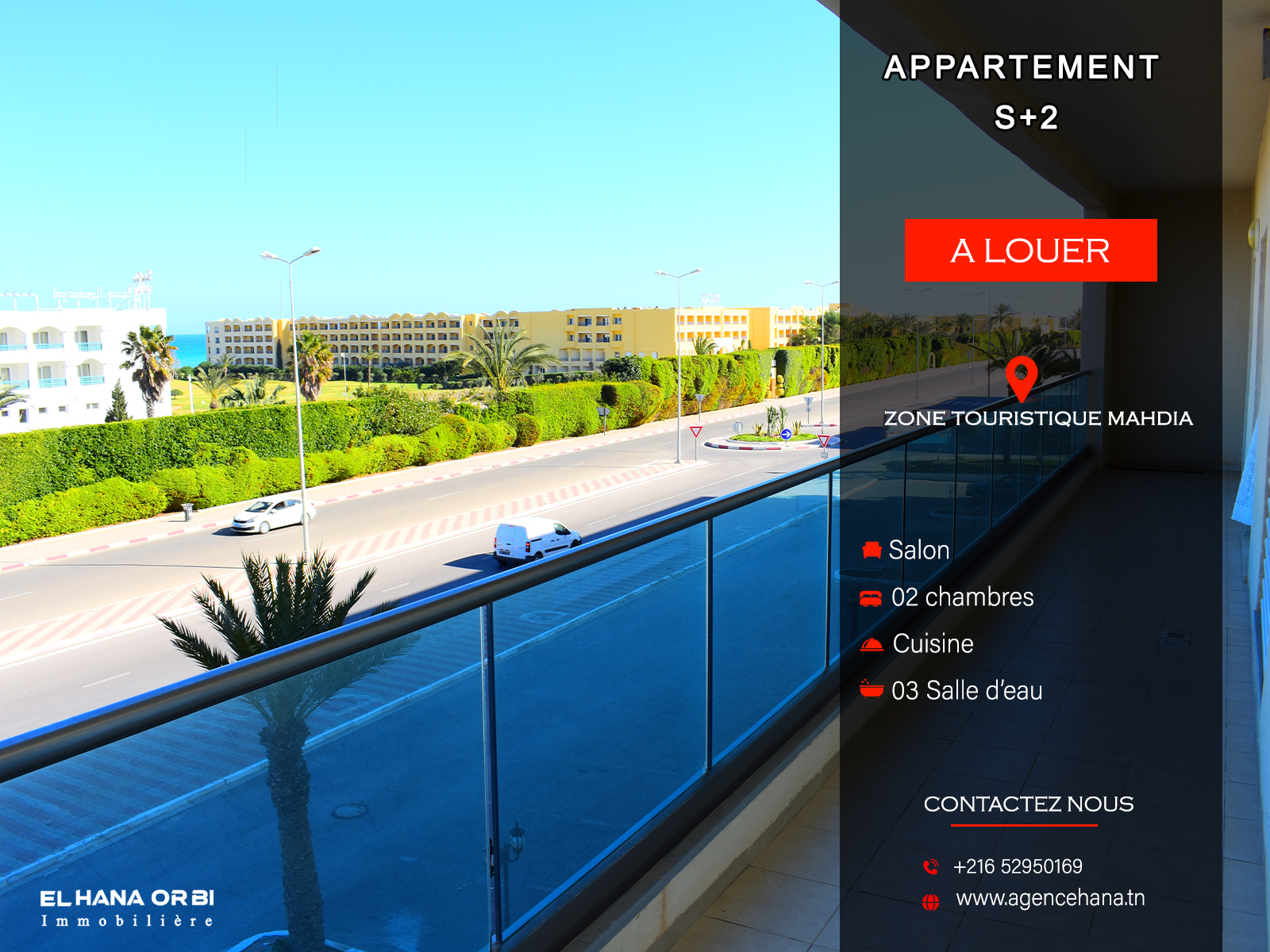 Appartement luxueux vue sur mer zone touristique Mahdia