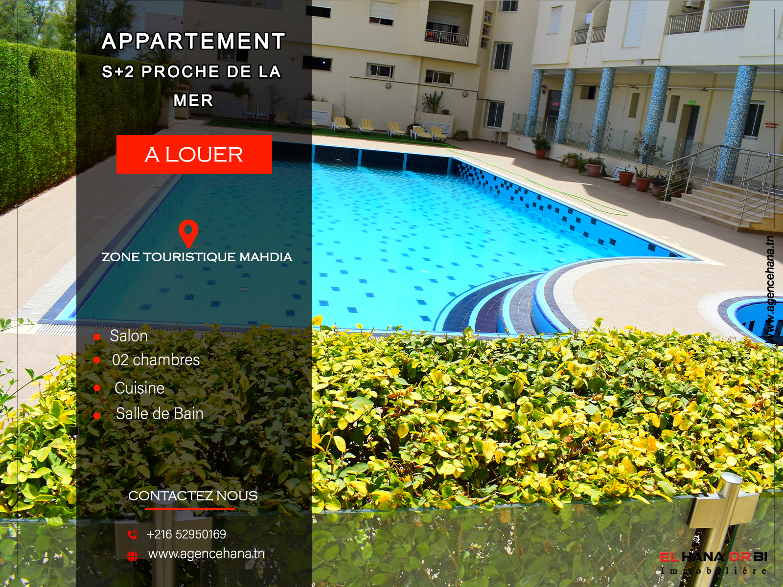 Appartement S+2 Haut Standing Rez Dyar El Mahdia à zone touristique Mahdia